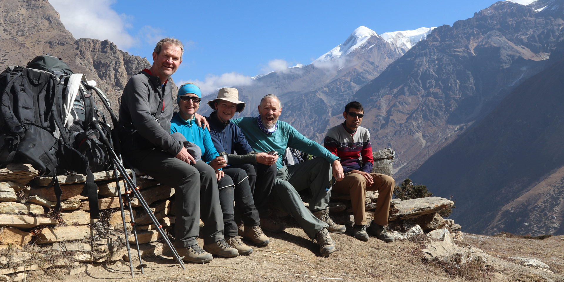 Trekkers taking a break on the Nar Phu trek